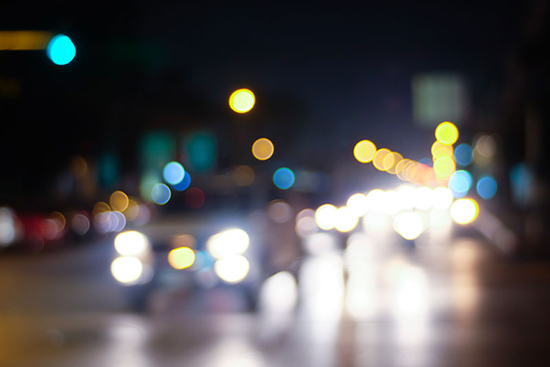 Incredibly Blurry Scene of a Street at Night