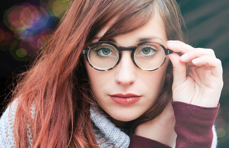 Young woman wearing glasses