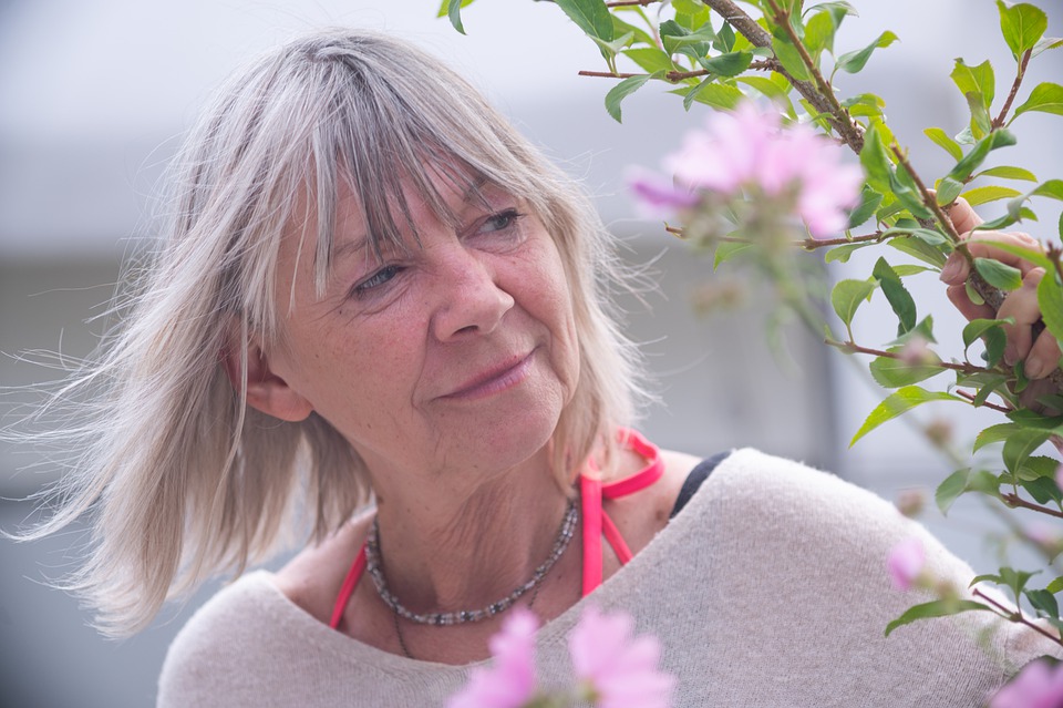 Older woman flowers